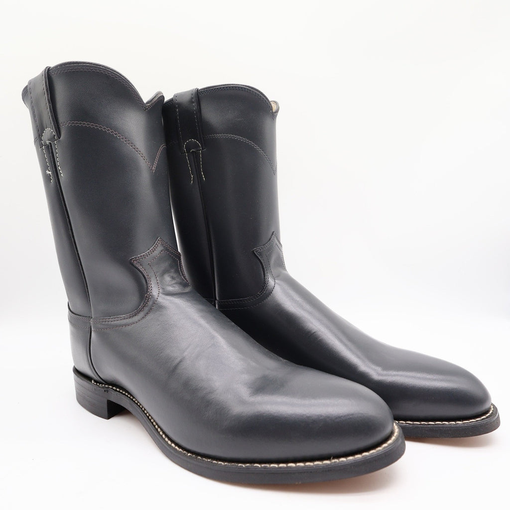Justin Vintage 80s Western Boots Mens 9D Grey Leather Roper 3025M NIB