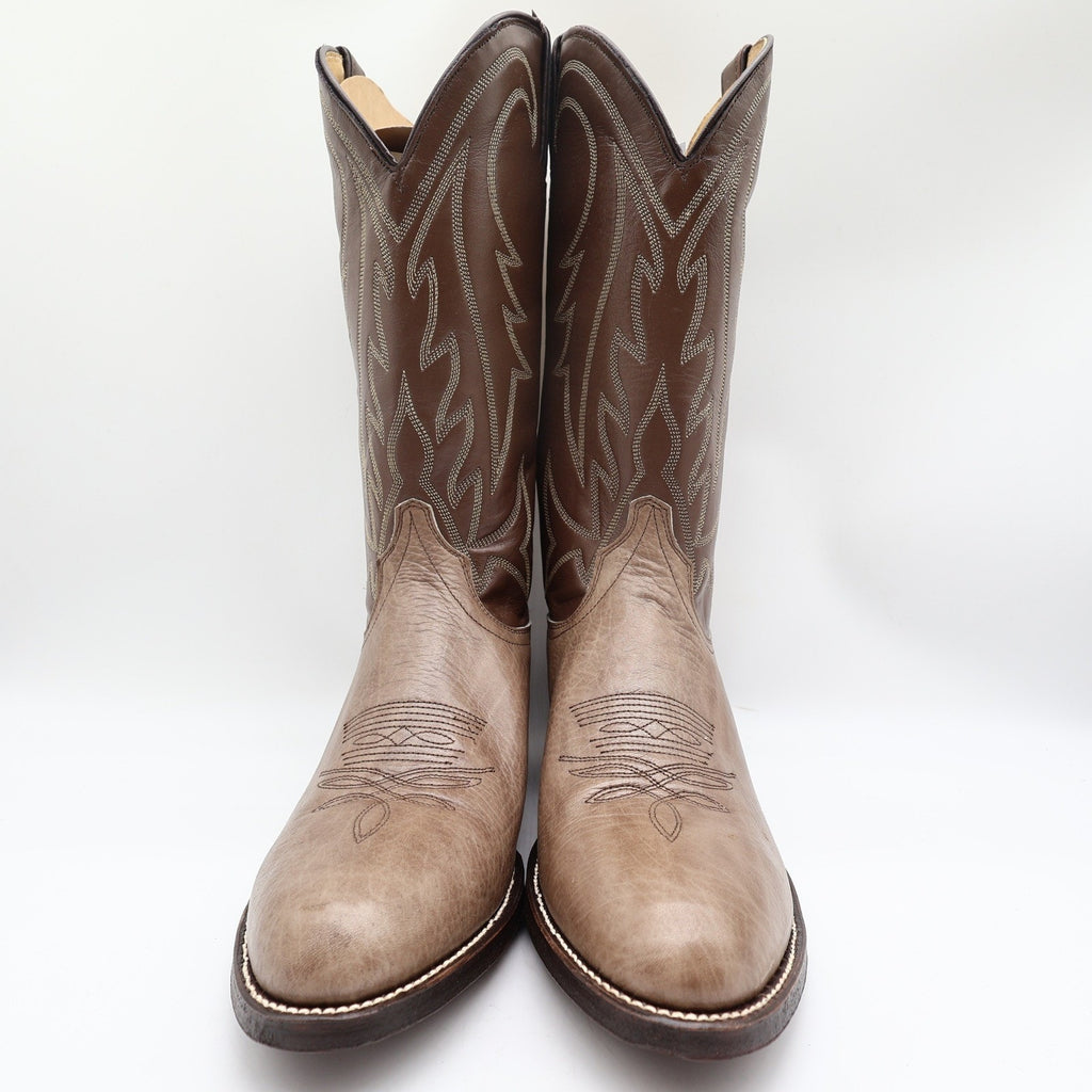 Wrangler Vintage Trophy Series Cowboy Boots Mens 10.5 D Taupe Leather NIB USA