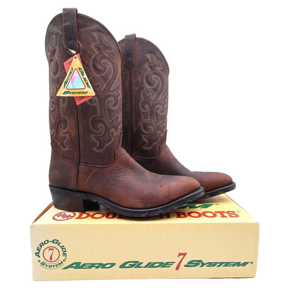 Double-H Aero-Glide 7 System Western Boots Mens 12 D Brown Leather NWT