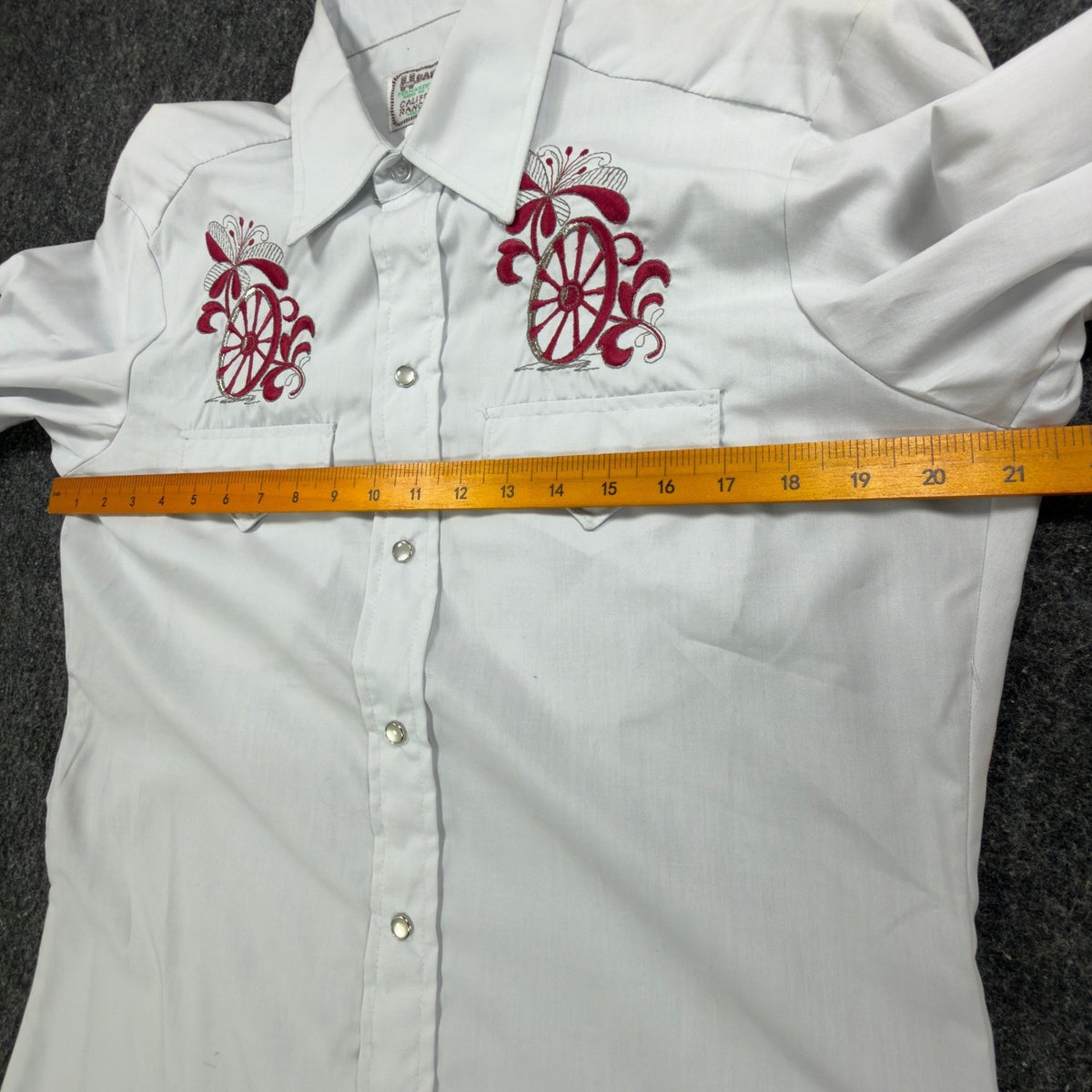 H Bar C Vintage 70s Wheeler Western Shirt Mens 15.5-33 White Embroidered NWT