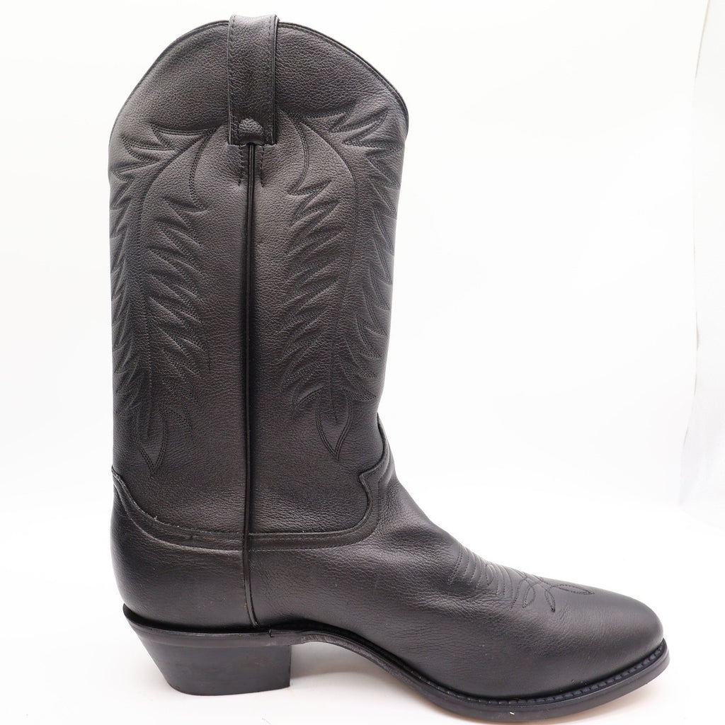 Diamond J Western Cowboy Boots Mens 11 Black Deertan Leather Excellent