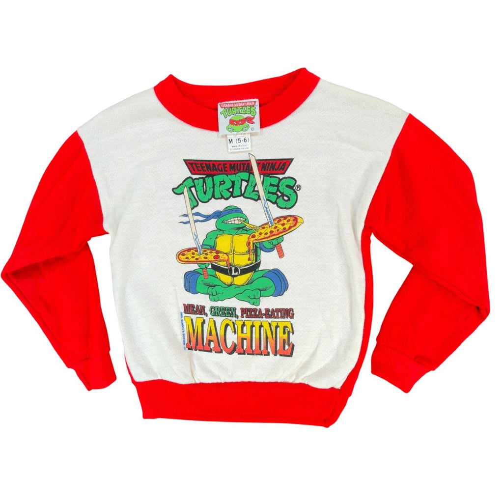 Vintage TMNT Sweatshirt Kids Medium 5-6 Red Raglan USA 1989