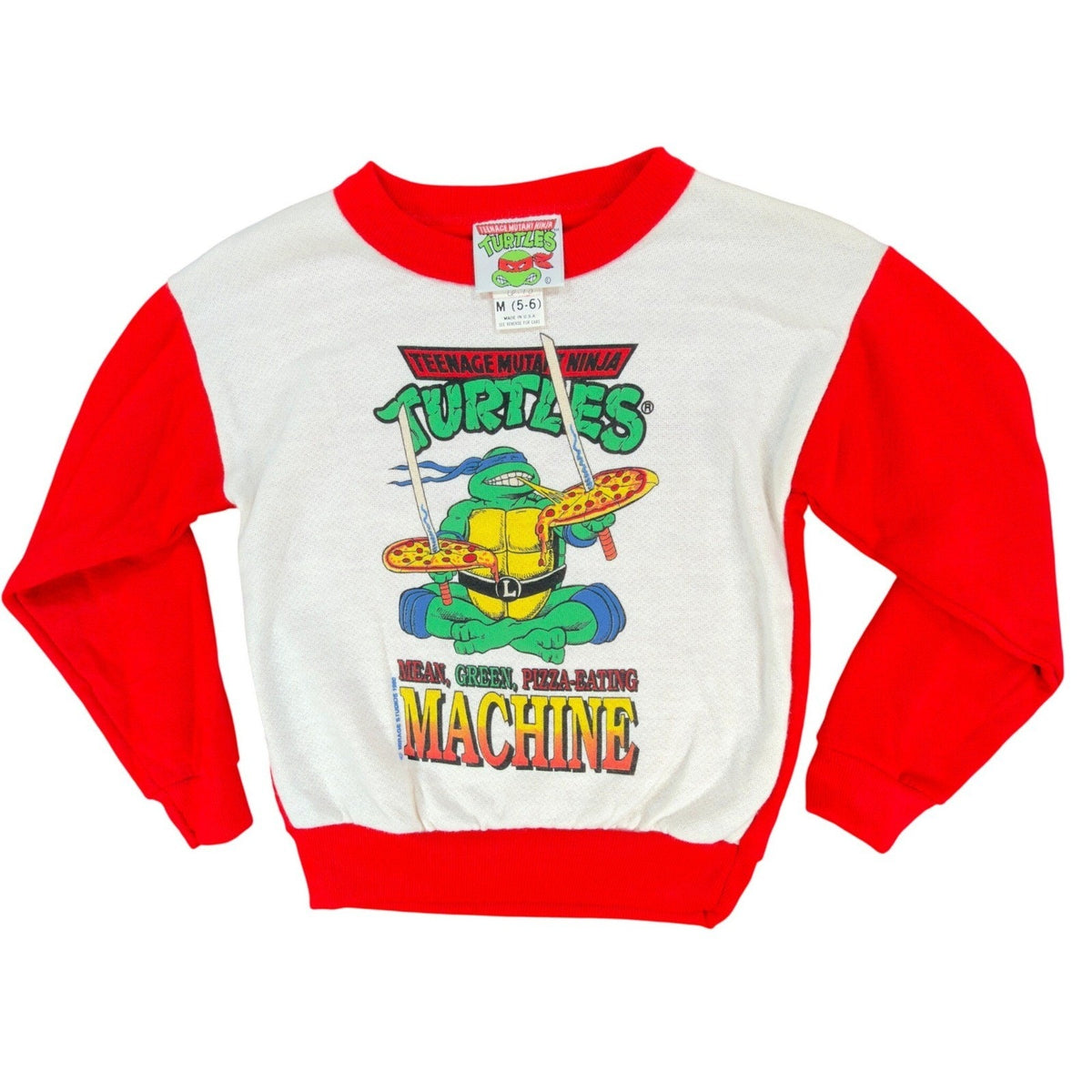Vintage TMNT Sweatshirt Kids Medium 5-6 Red Raglan USA 1989