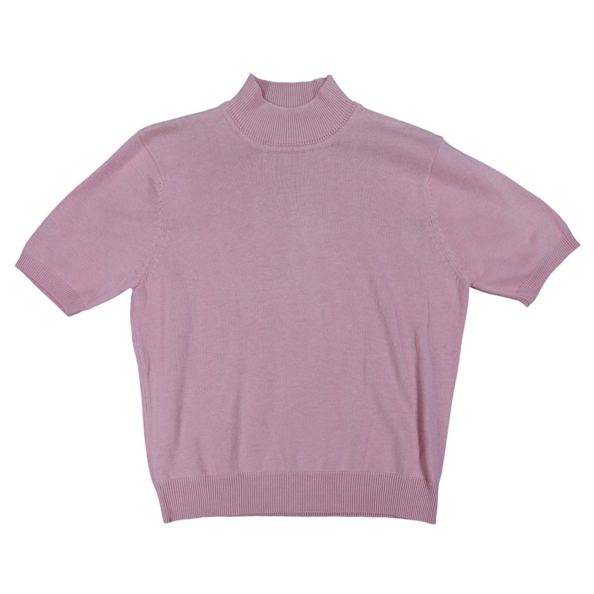 Nikki Petite Short Sleeve Mock Neck Sweater Small Pink Cotton Blend NWT C1004