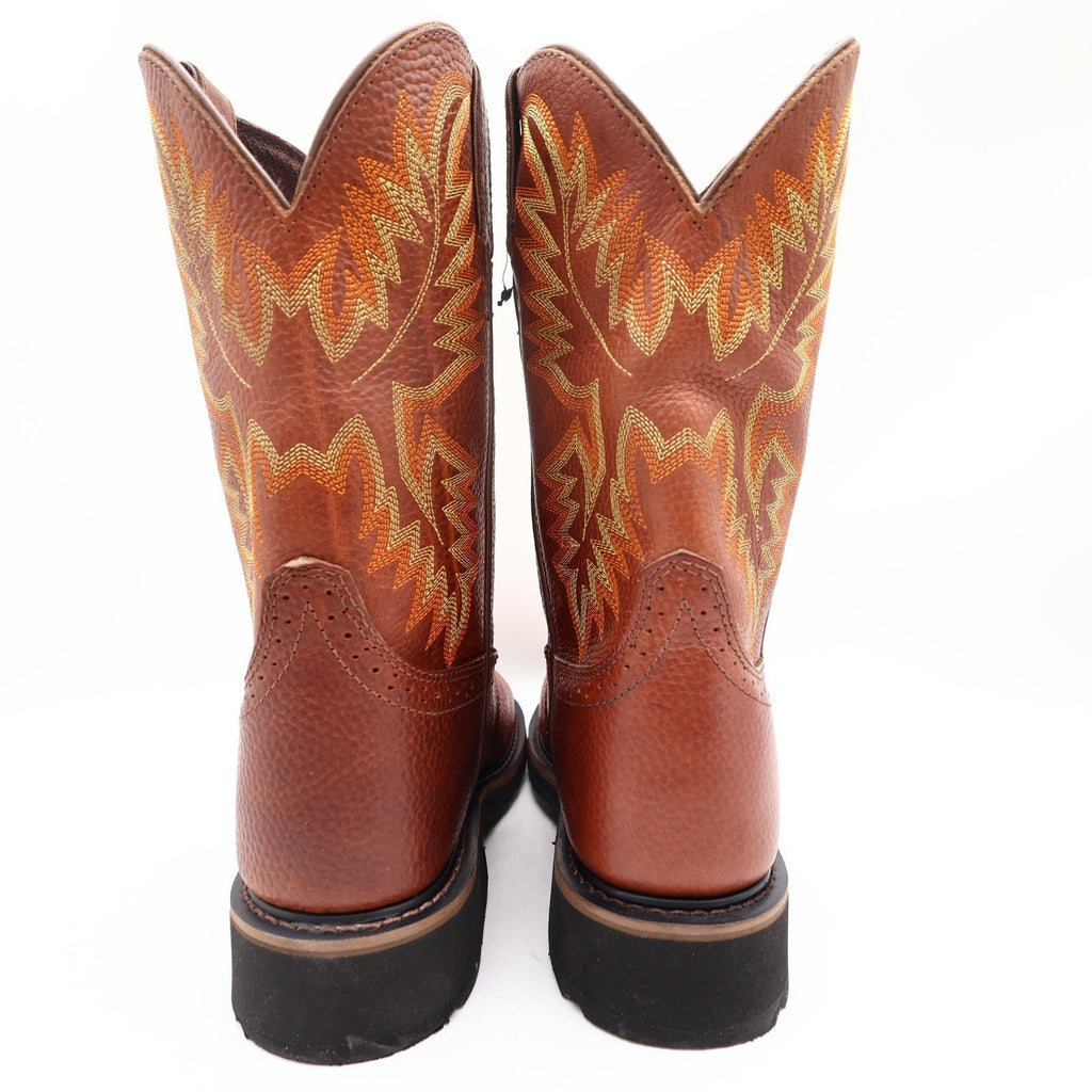 Justin Modern Stampede Work Boots Mens 8.5 D Tan Leather Western NWT Box WK4655