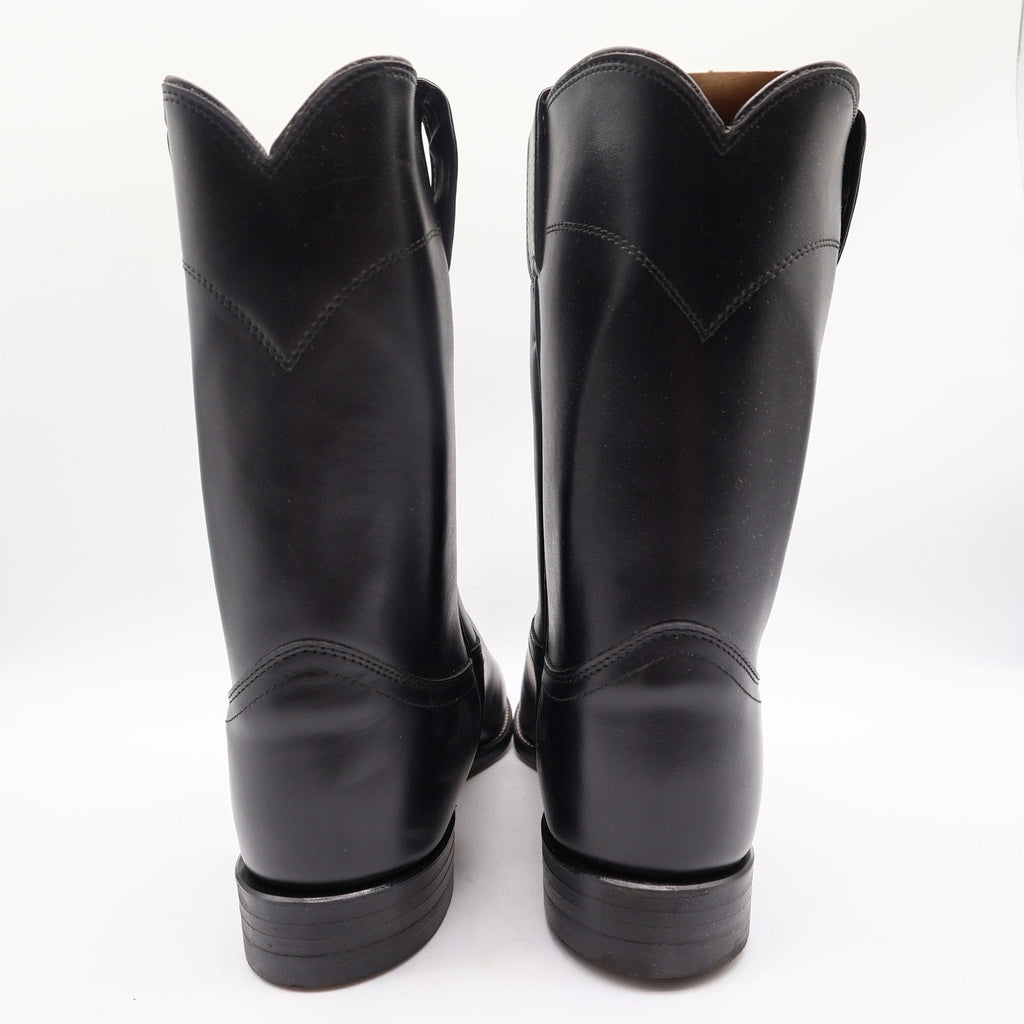 Justin Vintage Roper Boots Mens 11 D Black Leather Deadstock 3702M