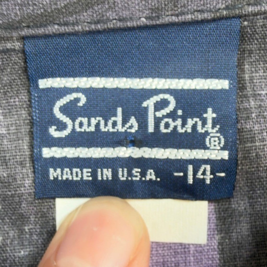 Sands Point Vintage 80s Shirt Boys 14 Purple Grey Striped USA