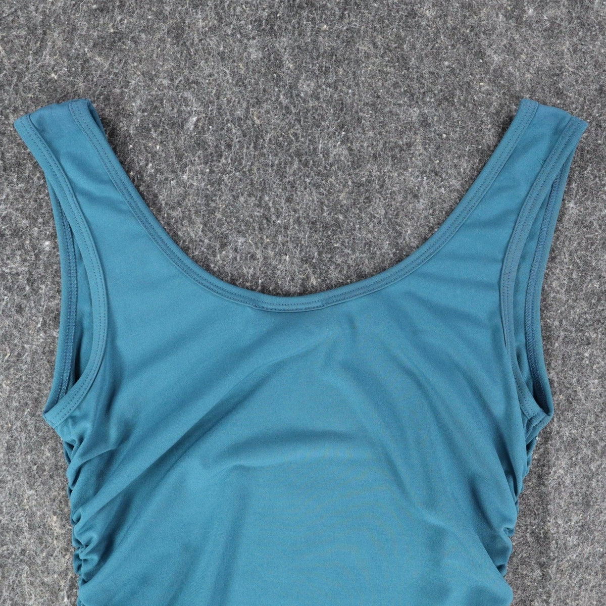 A. Byer Tank Top Womens Medium Y2K Teal Blue Ruched Beaded Stretch C799