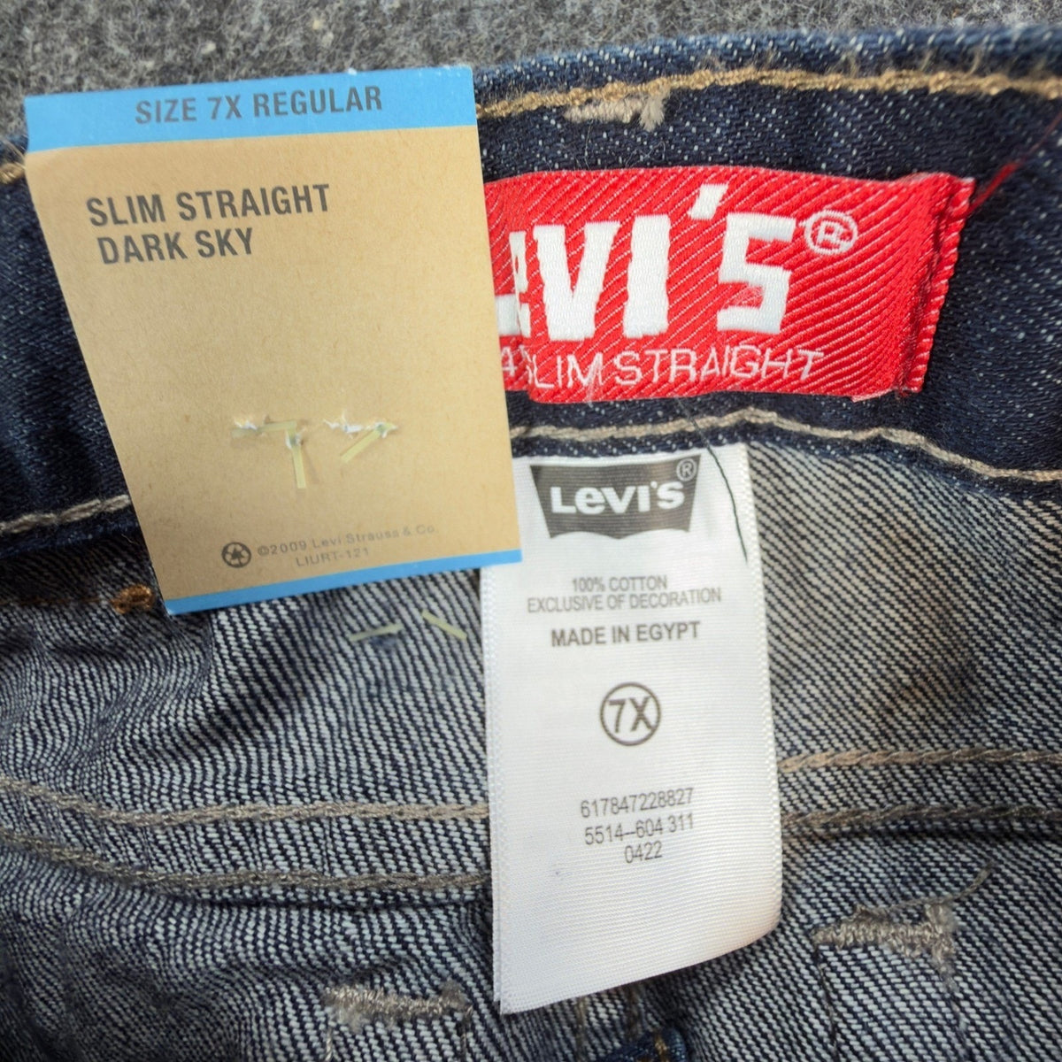 Levi's Modern 514 Slim Straight Jeans Boys 7X Regular Dark Sky Blue Denim NWT