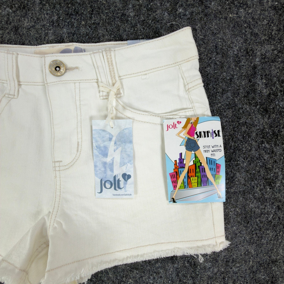 Jolt Y2K Skyrise High Waisted Denim Shorts Juniors 3 White Cotton NWT