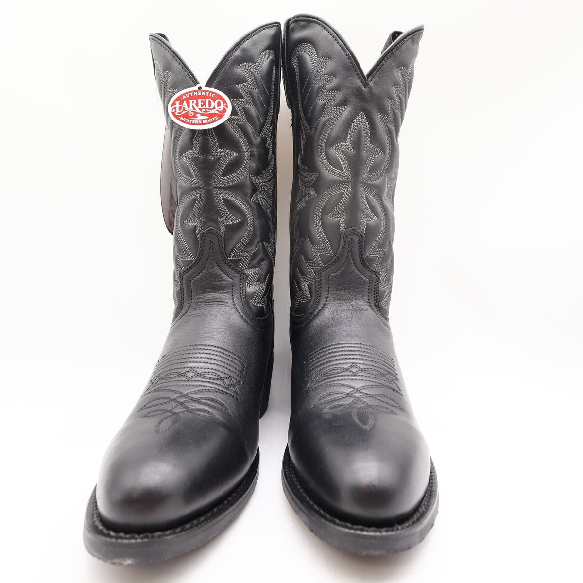 Laredo 68450 Black Tumbled R Toe Western Cowboy Boots Men's 8D NWT