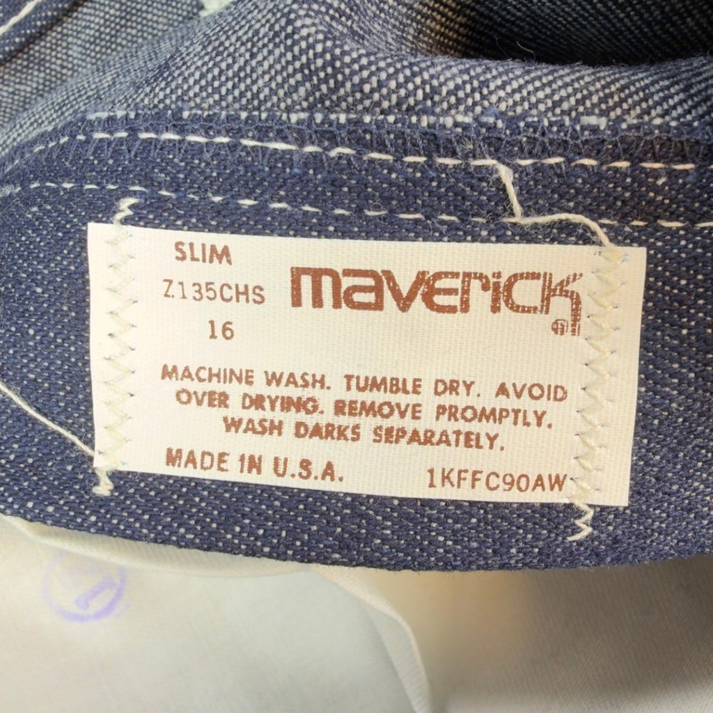 Maverick Vintage 70s Jeans Youth 16 Blue Dark Wash Flare Slim Deadstock