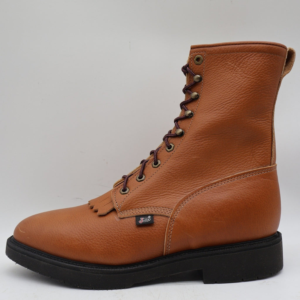 Justin Work Boots Mens 12 EE 8" Copper Caprice Leather USA Made 762 New