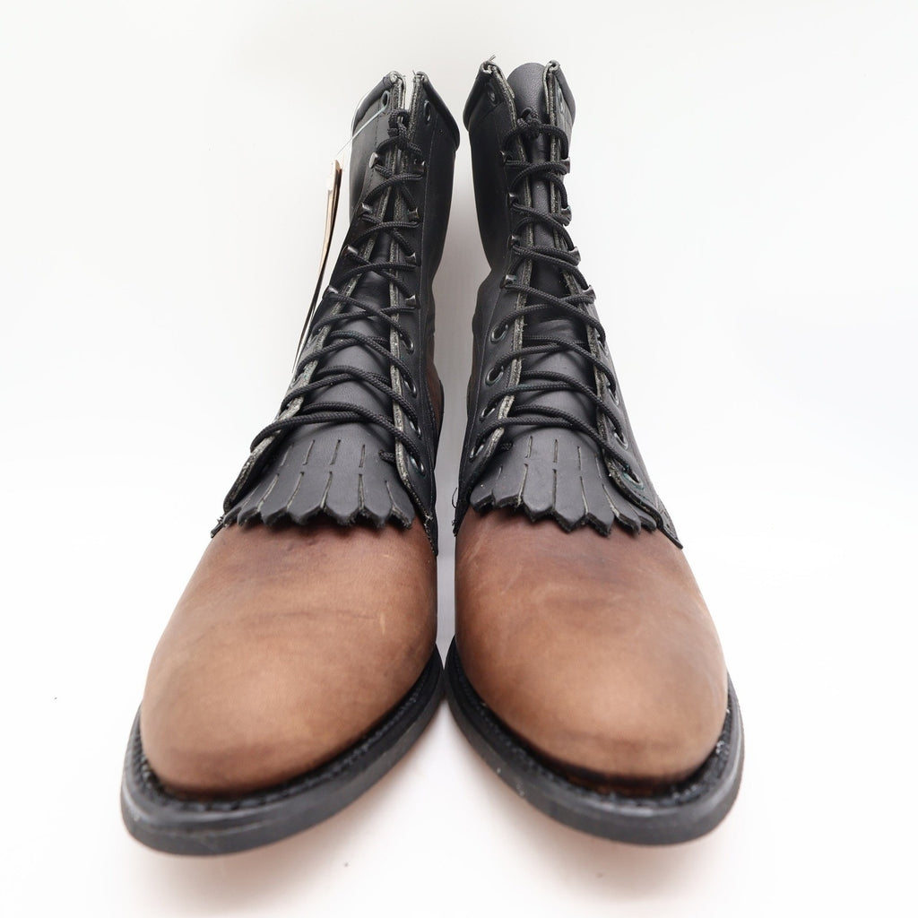 Vintage 90s Wrangler Kiltie Packer Boots Women's 10 Brown Crazyhorse Leather USA NWT
