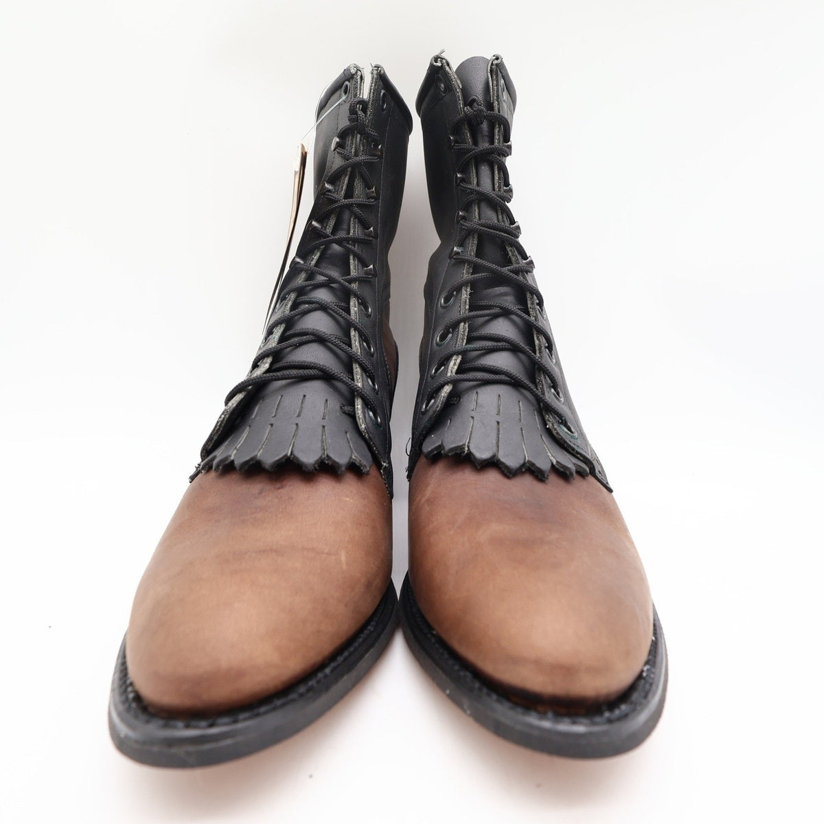 Vintage 90s Wrangler Kiltie Packer Boots Women's 10 Brown Crazyhorse Leather USA NWT