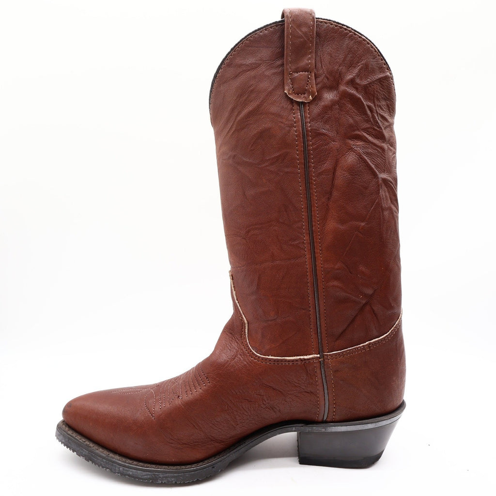 Double-H Vintage 80s Western Boots Mens 9 D Brown Leather Cowboy 5510 USA NIB