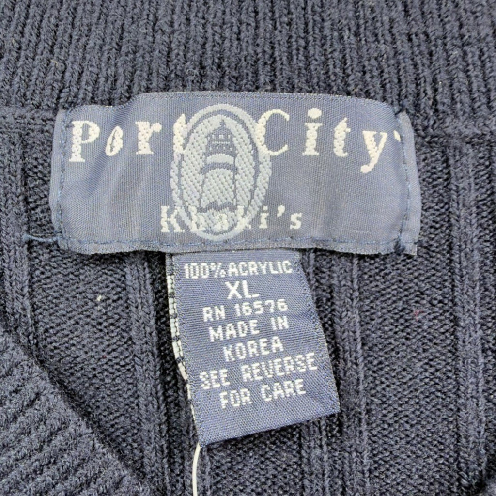 Port City Khaki's V-Neck Sweater Vest Mens XL Navy Blue Acrylic NWT Deadstock - take2supply