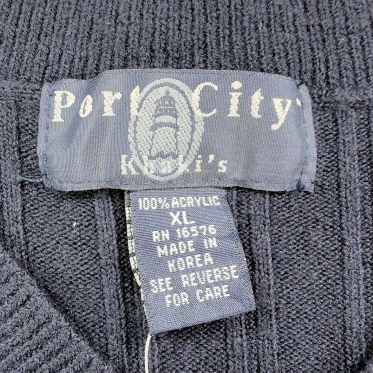 Port City Khaki's V-Neck Sweater Vest Mens XL Navy Blue Acrylic NWT Deadstock - take2supply