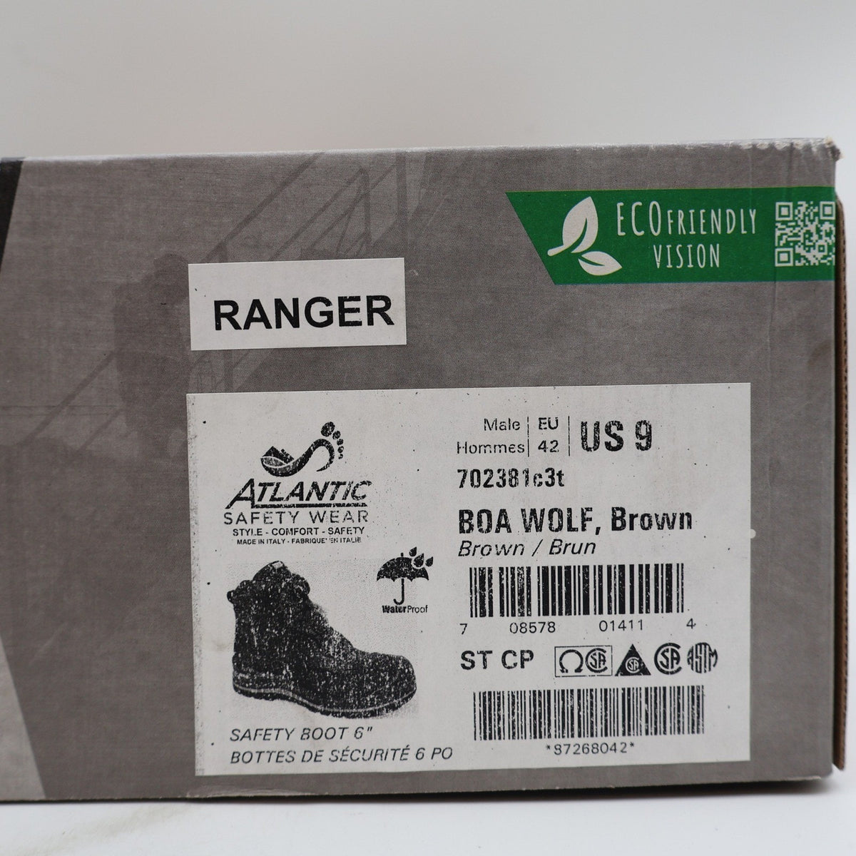 Grisport BOA Wolf Safety Boots Mens 9 Brown Leather Waterproof Vibram EH PR 6in