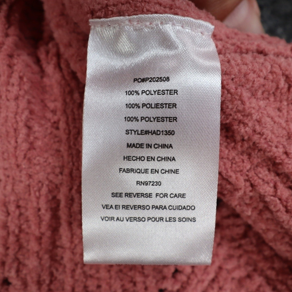 Absolutely Famous Chenille Cable Knit Sweater Womens XL Pink Scalloped Hem NEW