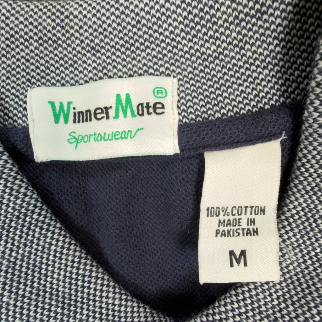 Vintage 90s WinnerMate Navy Cotton Pique Polo Shirt Men's Medium Deadstock