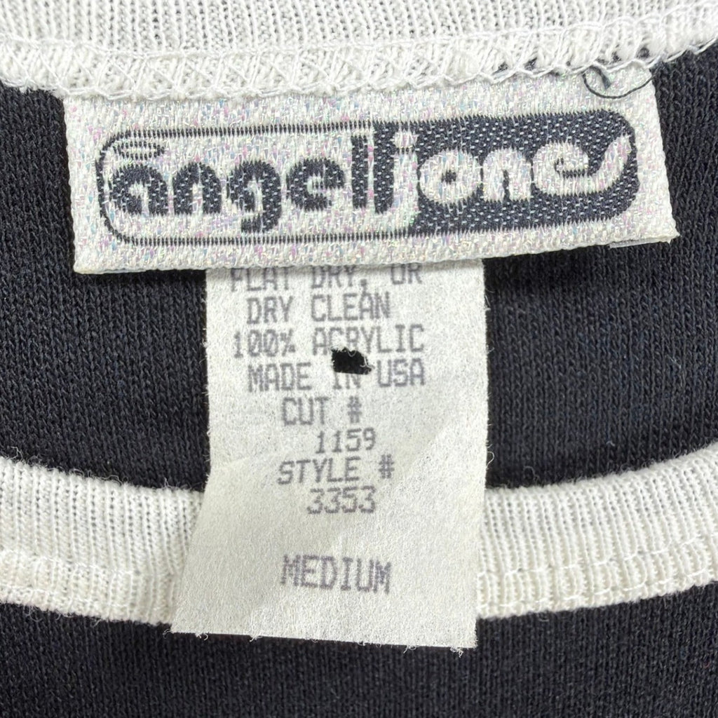 Angel Jones Vintage 70s Ringer Mini Dress Women Medium Black Acrylic New C613 - take2supply