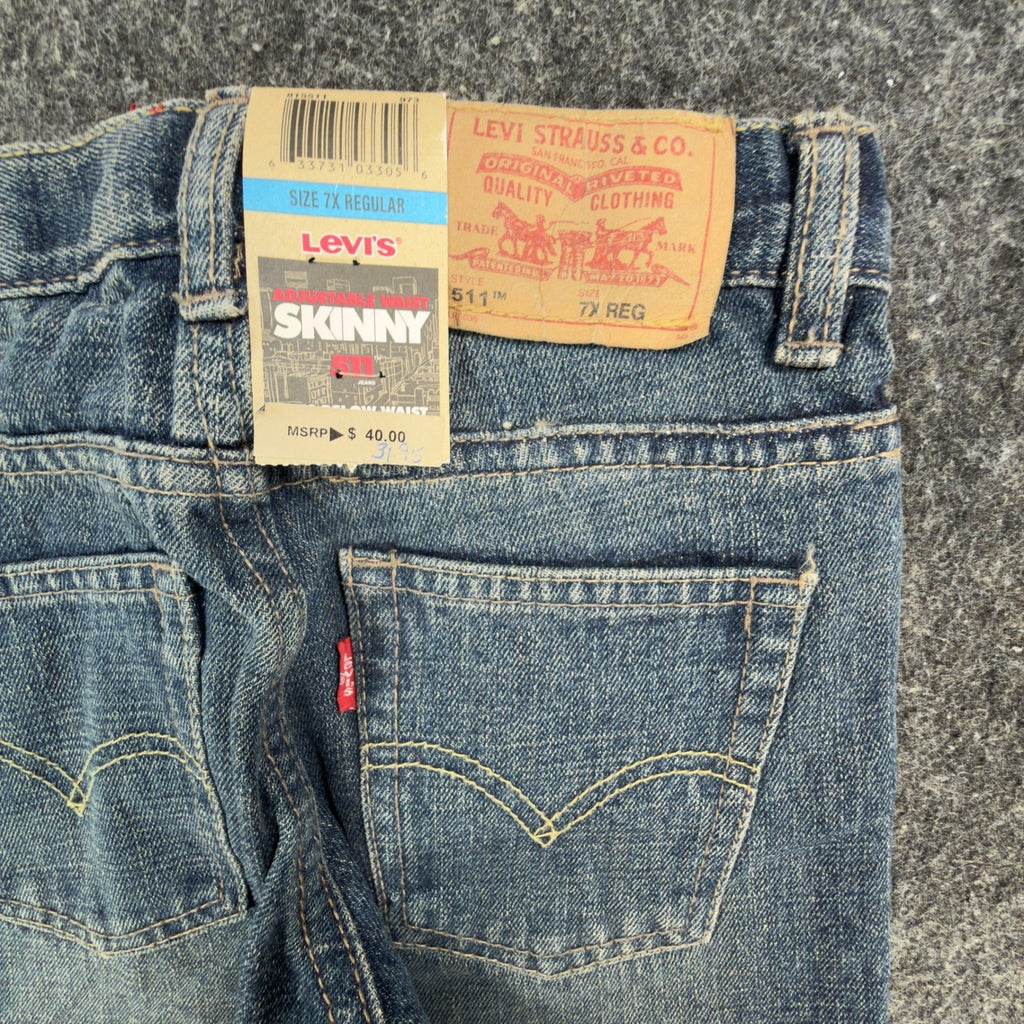 Levi's 511 Skinny Jeans Boys 7X Blue Denim NWT Modern Adjustable Waist C341