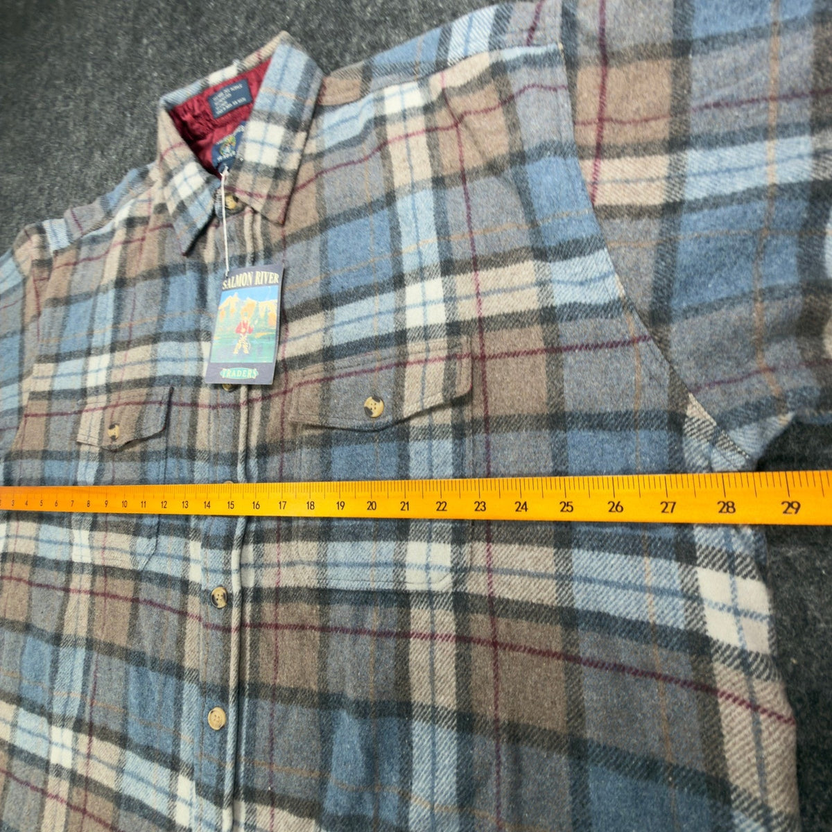 Salmon River Vintage 90s Plaid Shirt Jacket Mens XL Blue Wool Blend NWT C466
