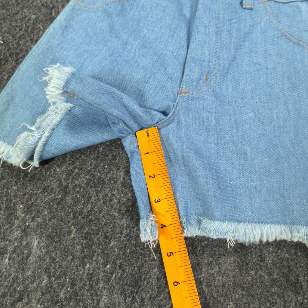 Maverick Vintage 70s Frayed Denim Shorts Boys 14 Regular Light Blue NWT USA - take2supply