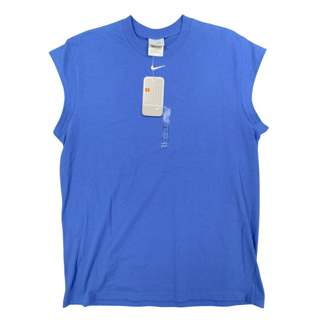 Y2K Nike Center Swoosh Sleeveless Basketball Shirt Men's Medium Blue NWT