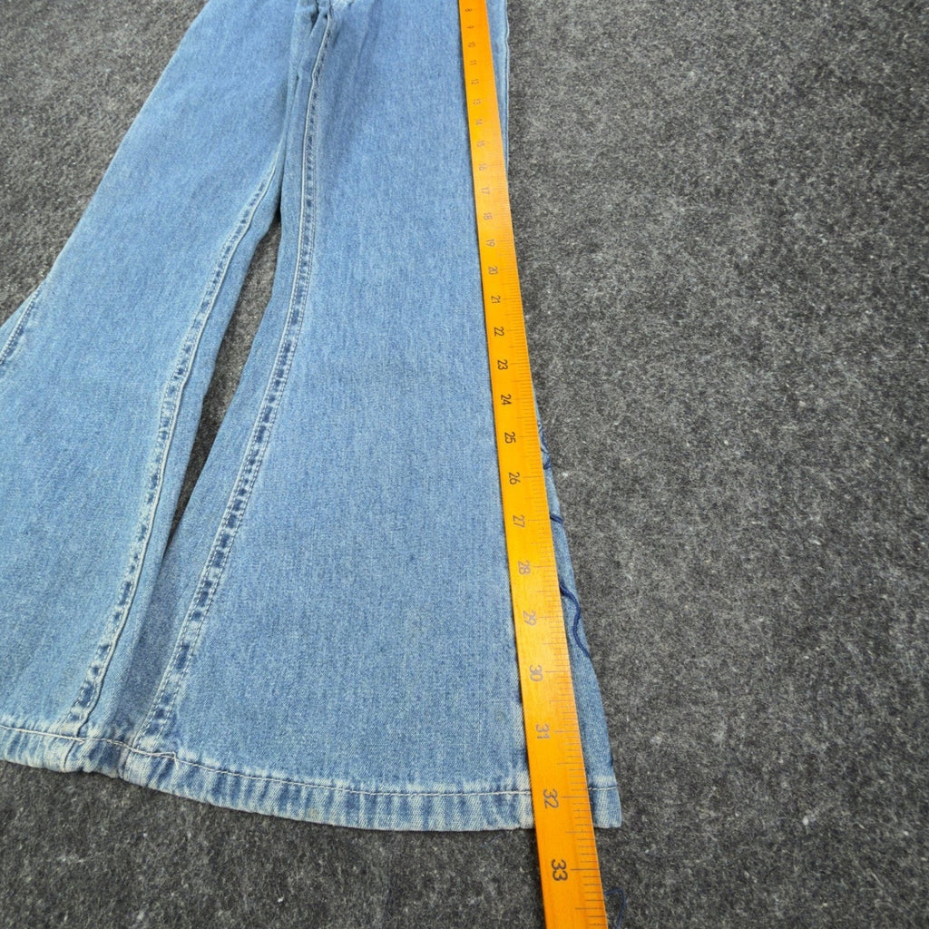 Lee Pipes Vintage 90s Flare Jeans Girls 8 S Blue Cotton NWT Deadstock C645 - take2supply