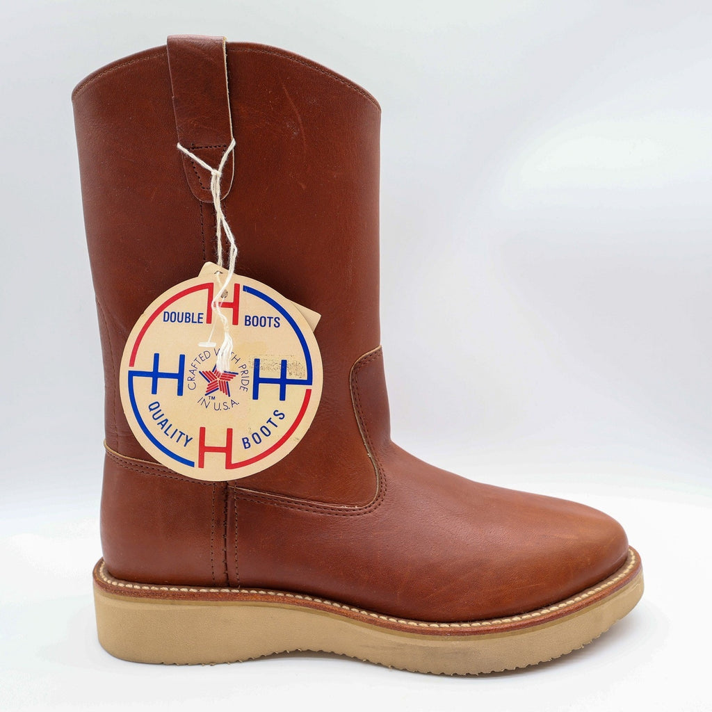 Double H Vintage 3711 Boots Mens 8.5D Brown Leather Wedge Sole NWT