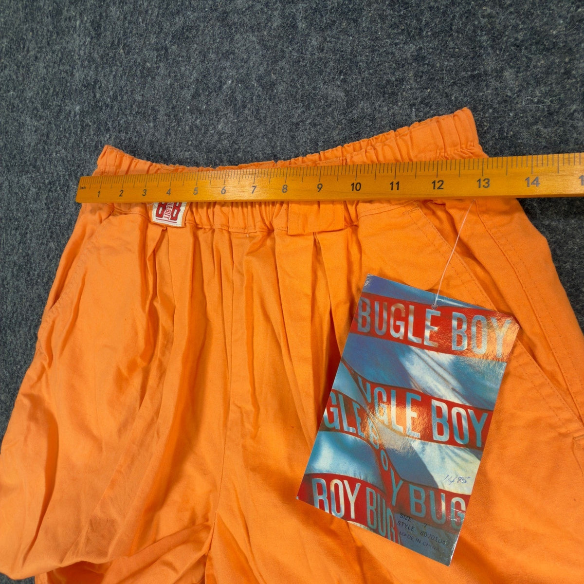 Bugle Boy Vintage 90s Shorts Boys 7 Neon Orange Cotton Elastic Waist NOS - take2supply