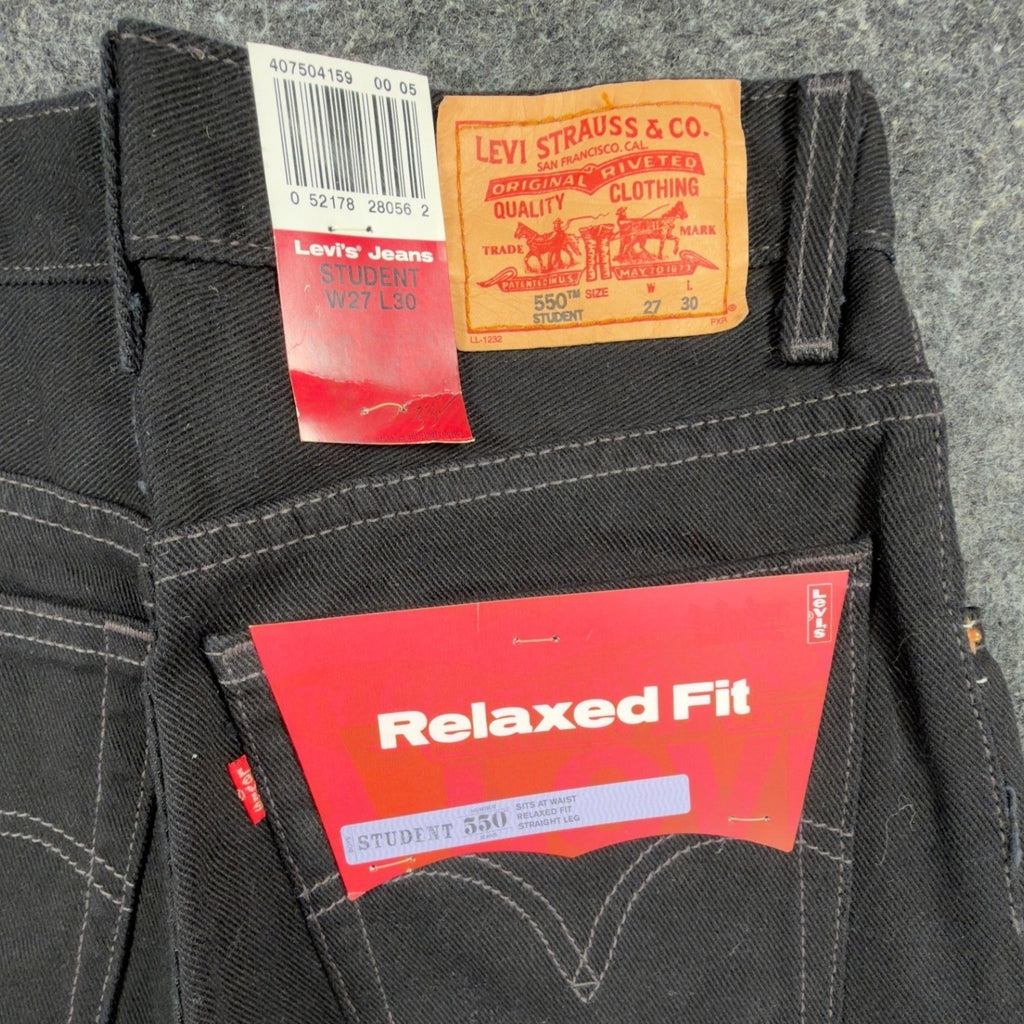 Levi's 550 Y2K Student Relaxed Fit Jeans Boys 27x30 Black Denim NWT Vintage 2004