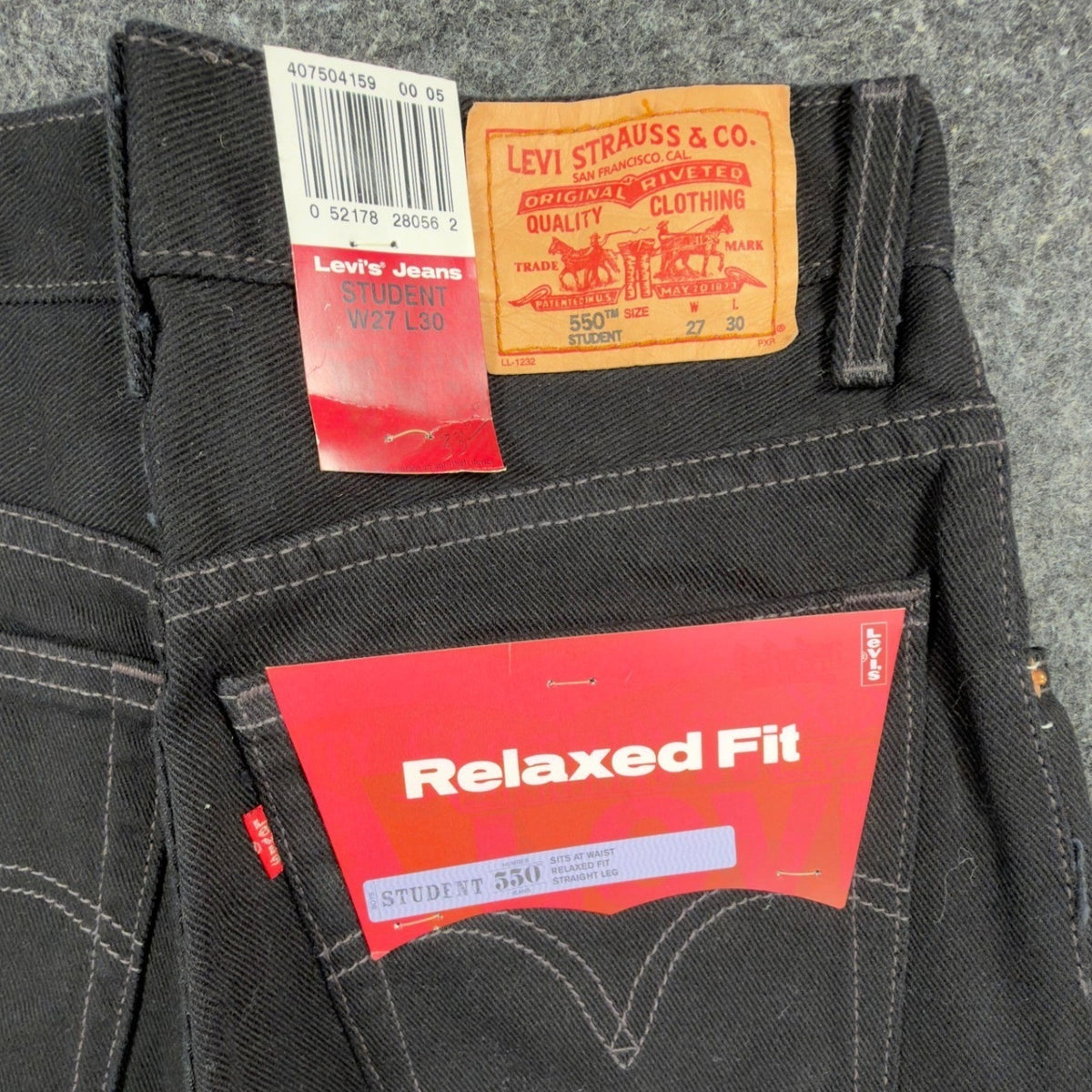 Levi's 550 Y2K Student Relaxed Fit Jeans Boys 27x30 Black Denim NWT Vintage 2004