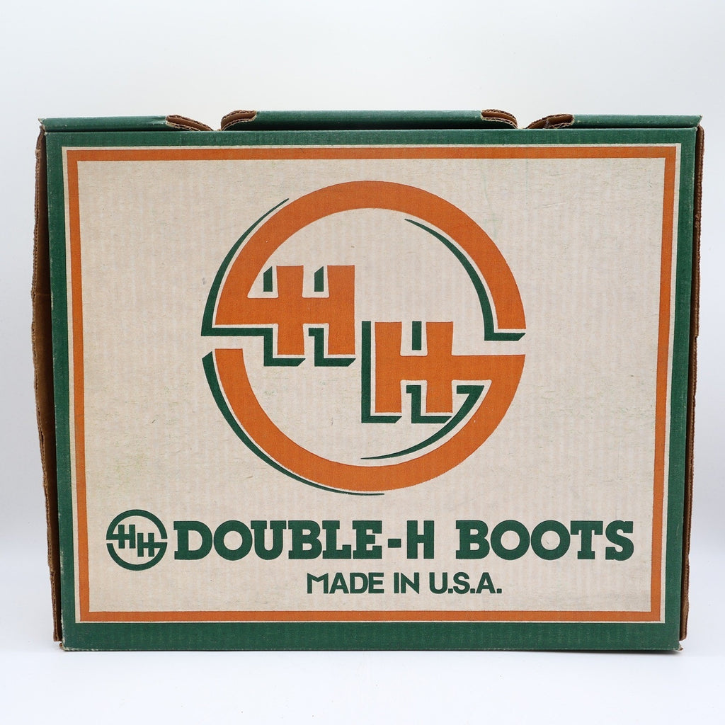 Double-H Vintage 80s Western Boots Mens 9 D Brown Leather Cowboy 5510 USA NIB