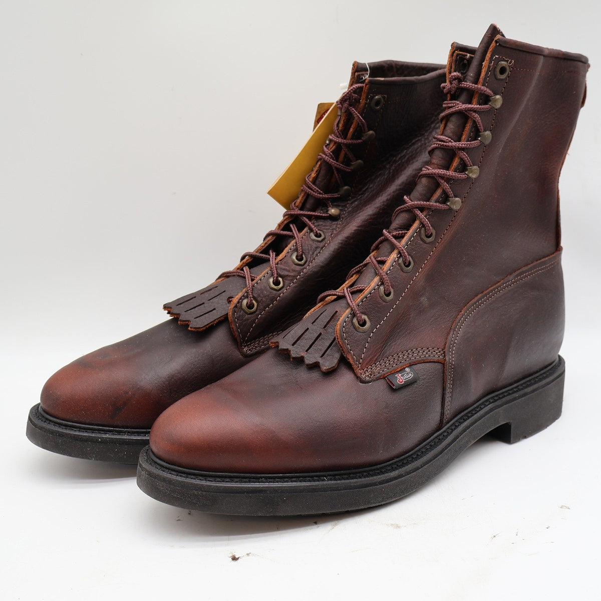 Justin 761 Double Comfort Kiltie Work Boots Men's 13 EE Brown USA Made Deadstock