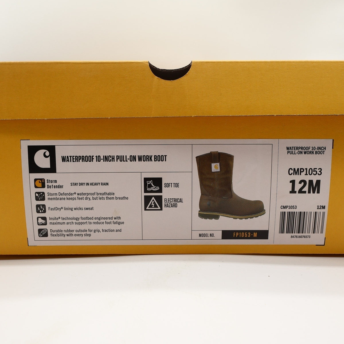 Carhartt Waterproof 10-Inch Pull-On Work Boot Mens 12 Brown Leather New CMP1053 - take2supply
