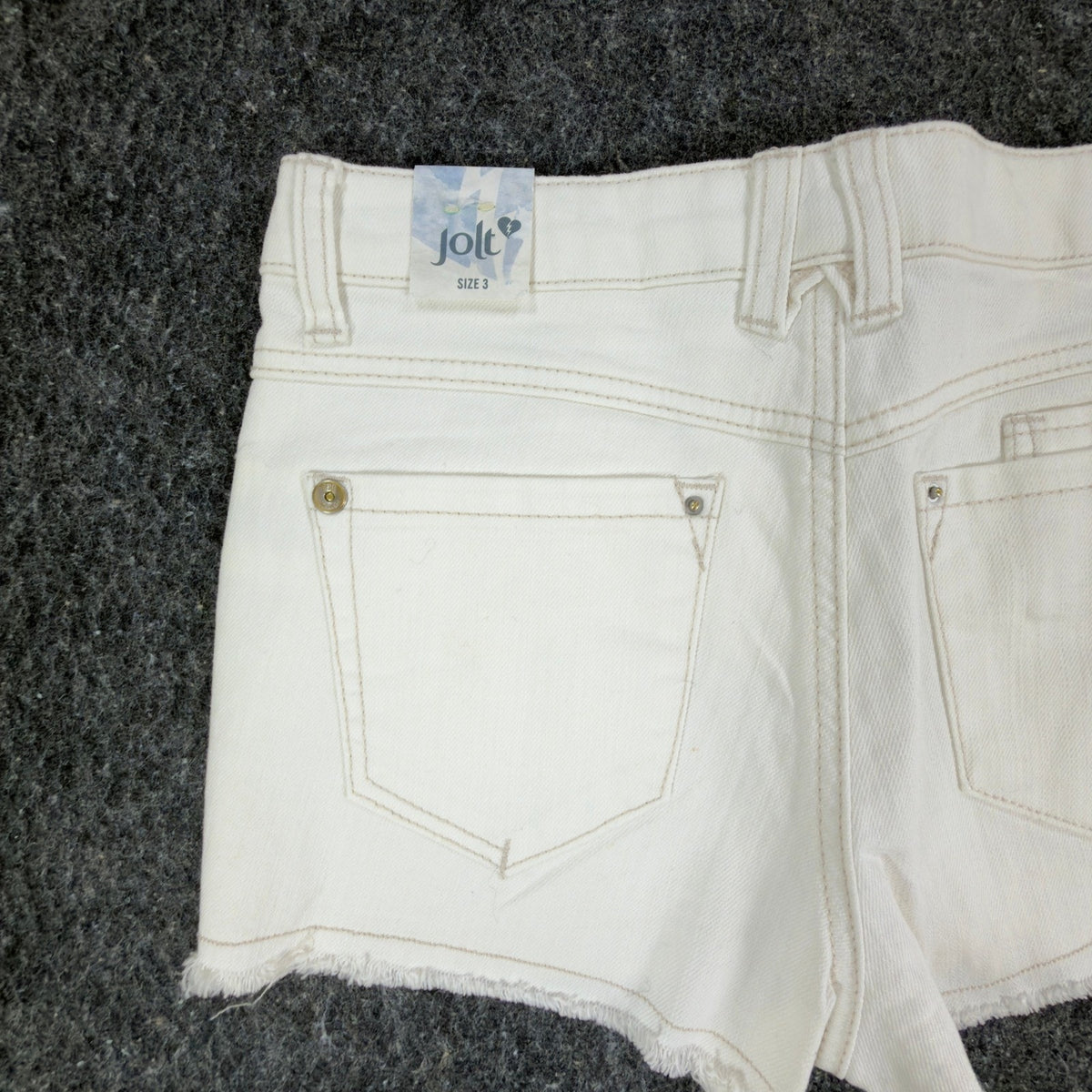 Jolt Y2K Skyrise High Waisted Denim Shorts Juniors 3 White Cotton NWT
