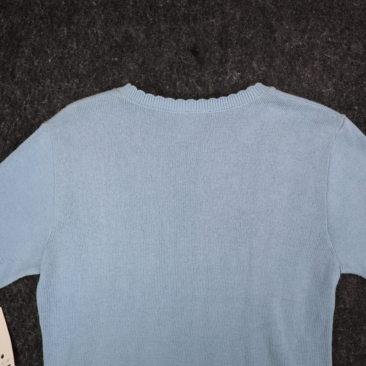 Nikki Short Sleeve Sweater Womens Small Petite Vintage 90s Dove Blue Pointelle
