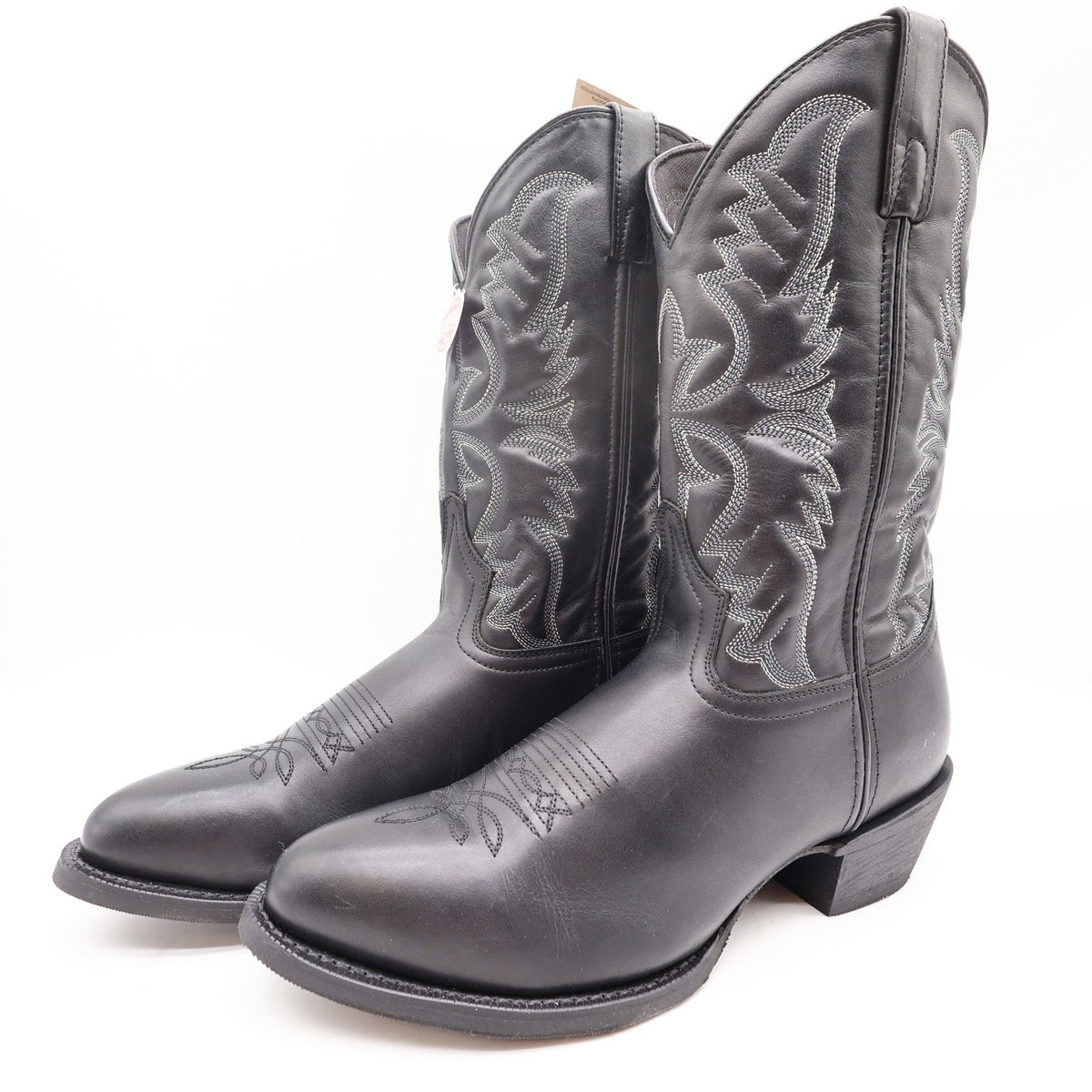 Laredo 68450 Black Tumbled Leather R Toe Western Boots Men's 10 EW Wide NWT