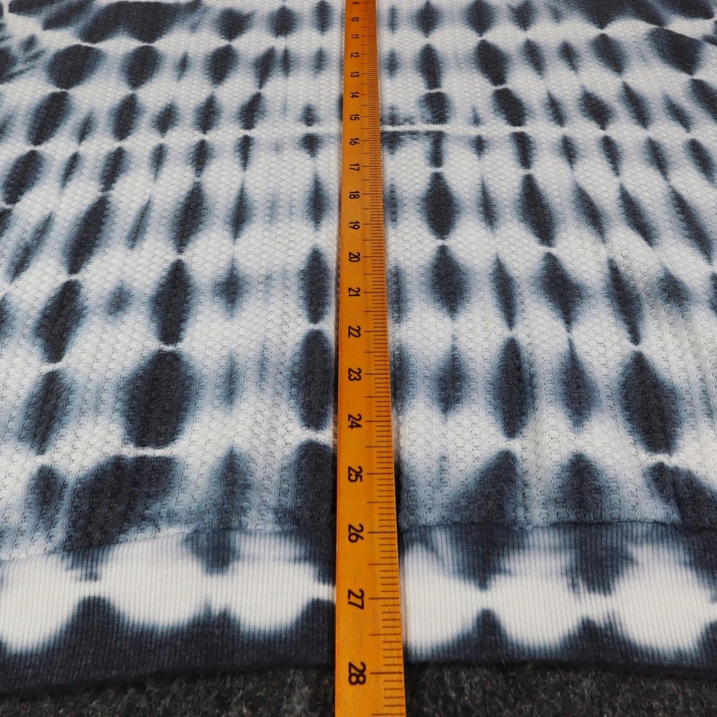 She + Sky Waffle Knit Top Womens Large Blue White Tie Dye Thermal Long Sleeve
