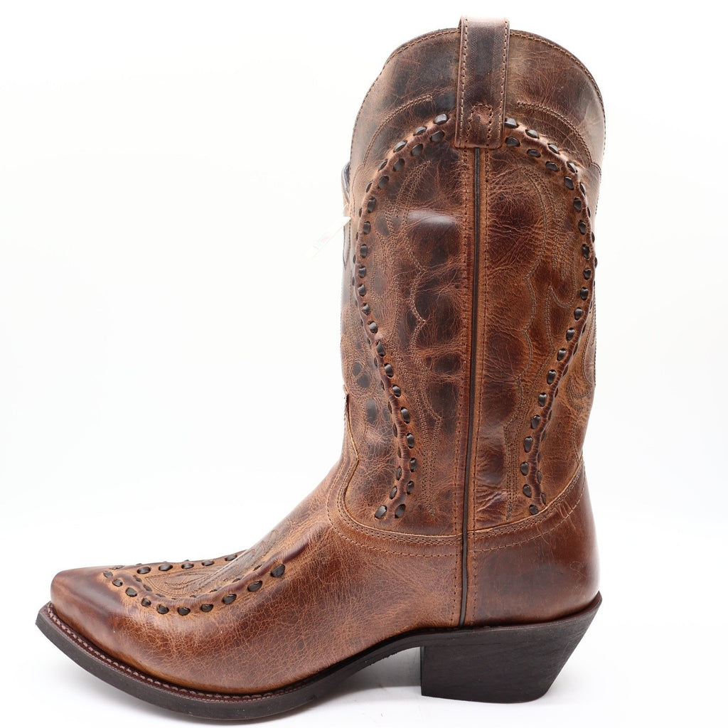 Laredo Western Boots Mens 11.5 D Brown Leather Snip Toe Bucklace 68434 NIB