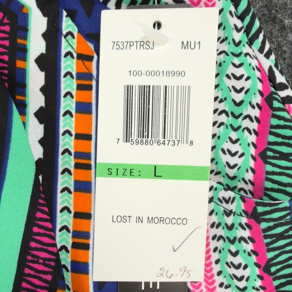My Michelle Tribal Shorts NWT Womens L Multicolor Lace Up Pom Pom Hem