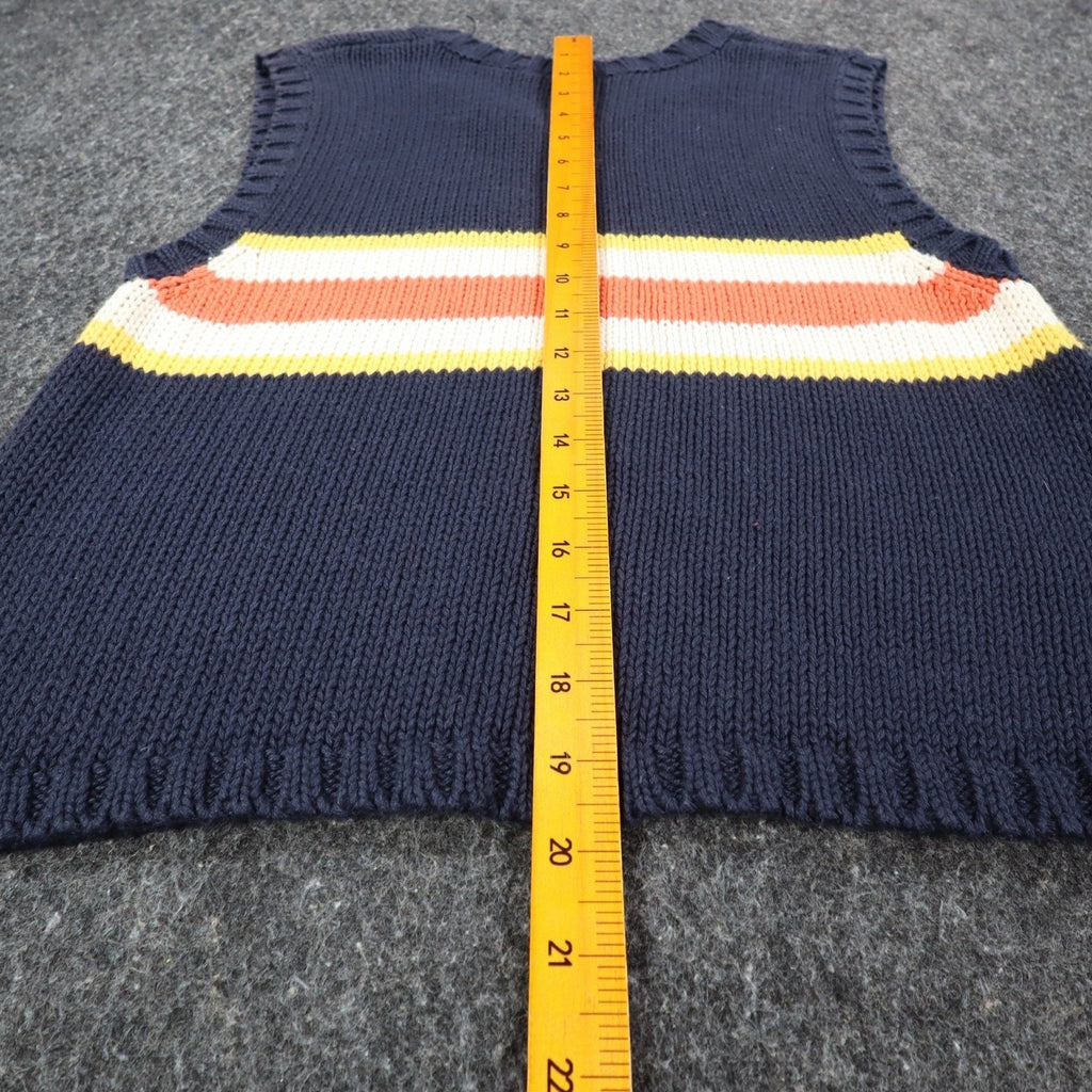 Nuggets Sweater Vest Mens Large Vintage 90s Navy Blue Striped Ramie Cotton NWT