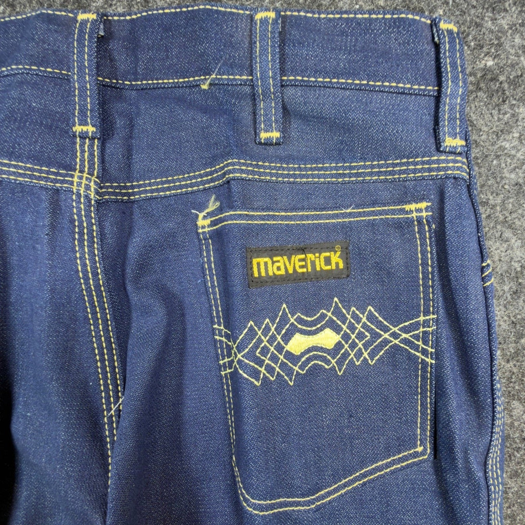 Maverick Vintage 70s Jeans Mens 32x36 Blue Denim Flare Bell Bottoms NWT USA