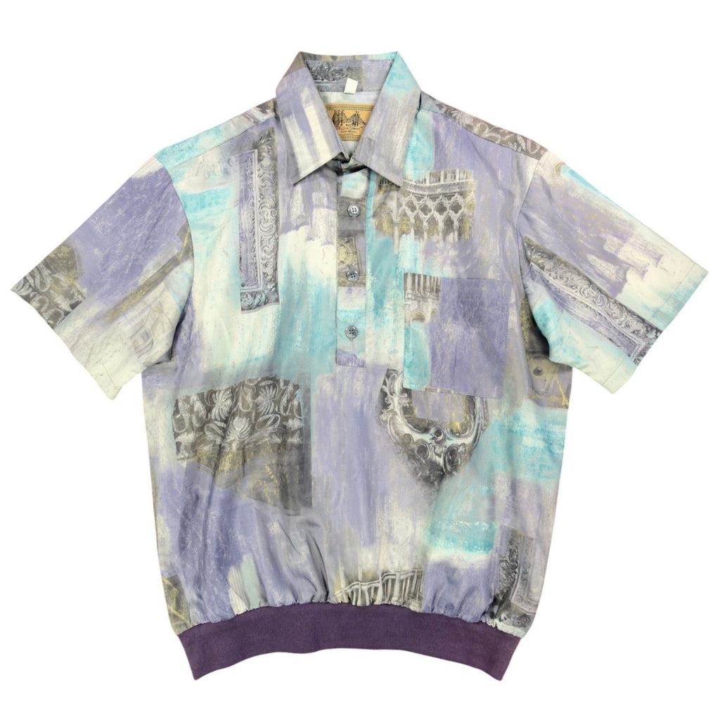 Vintage 90s Fulton Street Shirt Works Purple Abstract Print Shirt Men's Medium USA
