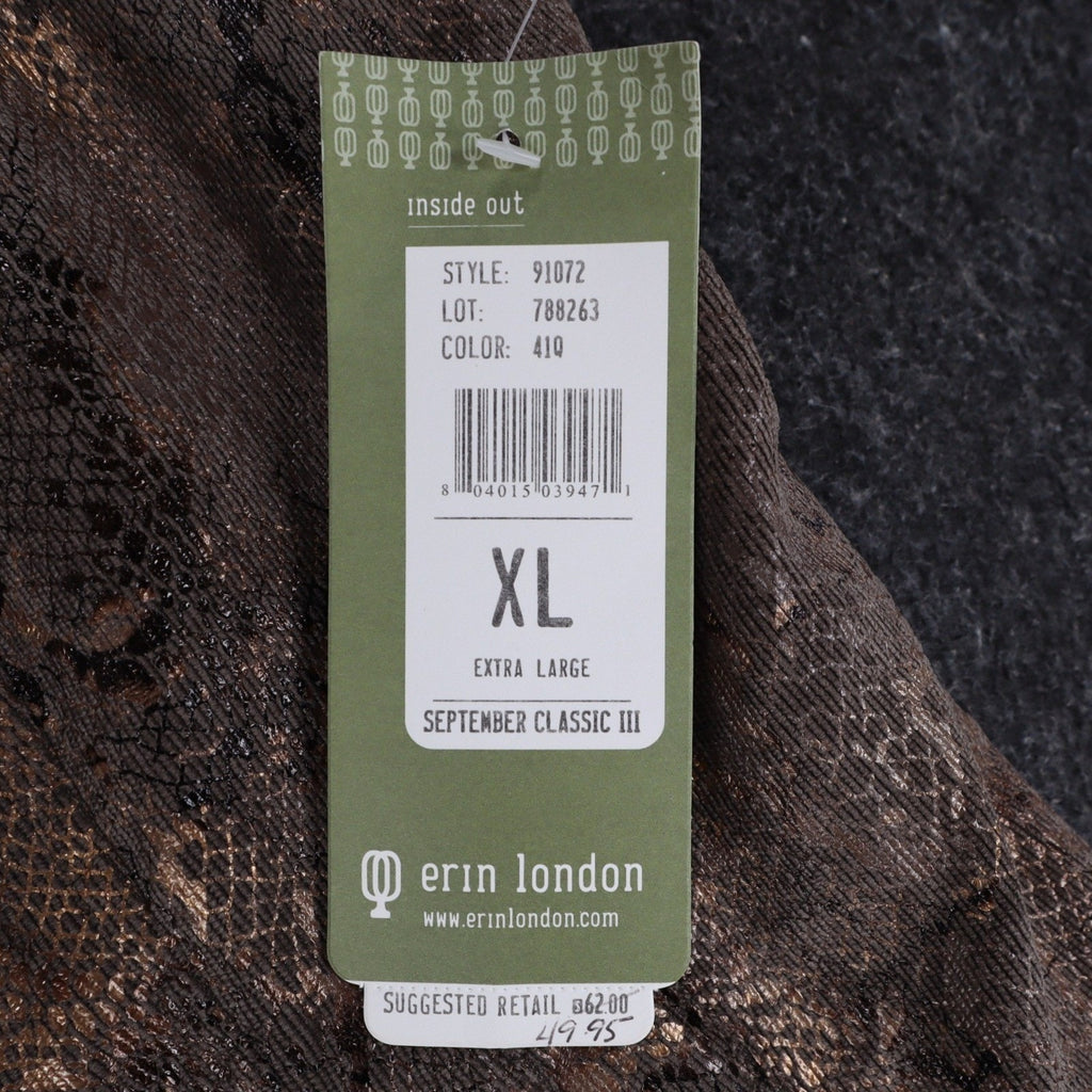 Erin London Vest XL Brown Metallic Snake Print Zip Up Mock Neck Sleeveless