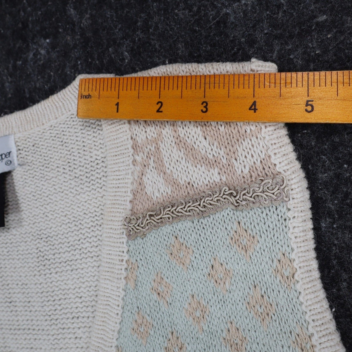 Beldoch Popper Sweater Vest Womens Small Vintage 90s Natural Multi Cotton Ramie