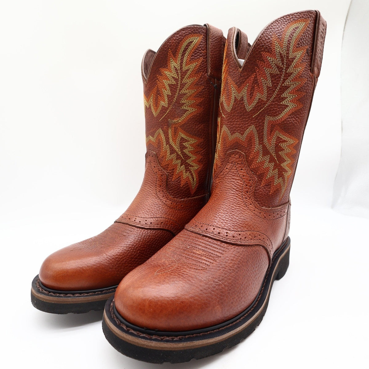 Justin Modern Stampede Work Boots Mens 8.5 D Tan Leather Western NWT Box WK4655